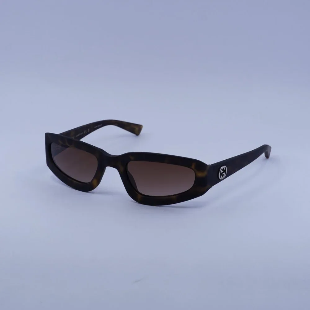 Gucci GG1787S 002 Sunglasses Dark Havana Cat Eye Frame, Brown Lenses